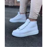 Xon1 032 Beyaz Bağcıklı Sneakers Yarım Bilek Bot
