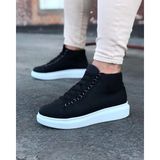 Xon1 032 Siyah Bağcıklı Sneakers Yarım Bilek Bot - Siyah - Beyaz