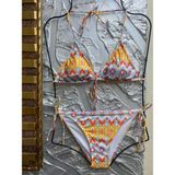 Xorvio Kadın Üçgen Bikini Takım Likralı Esnek Yandan Boyundan Bağlamalı Şık Ipli - 2XL - Sarı