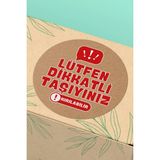 Xox Shops Kraft Görünümlü Lütfen Dikkatli Taşıyınız Kargo Paketleme Etiketi Sticker - 90 Adet - ST2274 - 3cm x 3cm