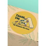 Xox Shops Kuşe Sticker Paketleme Kargo Ambalaj Kutu Memnuniyet Gıda Etiket Sarı Pizza - 90 Adet - ST2036