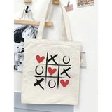 Xoxo Kiss, Yk2 Bez Çanta, Pinterest Çanta,Retro Unisex Bez Çanta Tote Bag, Shopper Bag - 10D-Krem