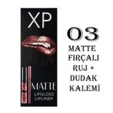 XP Matte Lip Gloss 03 Fırçalı Mat Ruj + Dudak Kalemi
