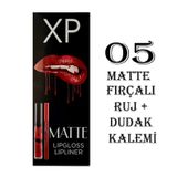 XP Matte Lip Gloss 05 Fırçalı Mat Ruj + Dudak Kalemi