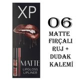 XP Matte Lip Gloss 06 Fırçalı Mat Ruj + Dudak Kalemi