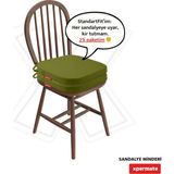 Xpermate 2’li Oval Sandalye Minderi 42x42x5 cm Standart Fit Fermuarlı Yıkanabilir Kılıf Bağcıklı Kaymaz Su ve Yağ İtici Yeşil - 42 x 42 cm
