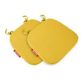 Xpermate 2’li Sandalye Minderi Seti Oval 42x42x5 cm Standart Fit, Fermuarlı Yıkanabilir Kılıf, Bağcıklı Kaymaz, Leke Tutmaz Oturma Minderi (Sarı)