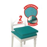 XPERMATE 2'li Sandalye Minderi Su İtici Kumaş 40x40 cm Sünger Sandalye Minderi Bağcıklı (Turkuaz)