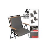 XPERMATE 4’lü Arkalıklı Sandalye Minderi Fermuarlı Bağcıklı Yıkanabilir Su Yağ İtici Bahçe Balkon 40x40 Gri