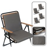Xpermate 4’lü Arkalıklı Sandalye Minderi Su Yağ İtici Sırtlıklı Fermuarlı Bağcıklı Yıkanabilir Balkon Bahçe 40x40 Antrasit