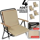 Xpermate 4’lü Arkalıklı Sandalye Minderi Su Yağ İtici Sırtlıklı Fermuarlı Bağcıklı Yıkanabilir Balkon Bahçe 40x40 bej - 40 x 40 cm