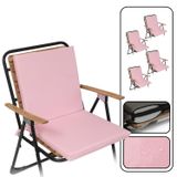 Xpermate 4’lü Arkalıklı Sandalye Minderi Su Yağ İtici Sırtlıklı Fermuarlı Bağcıklı Yıkanabilir Balkon Bahçe 40x40 Pembe
