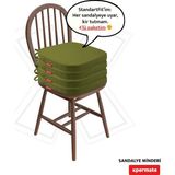 Xpermate 4'lü Oval Sandalye Minderi 42x42x5 cm Standart Fit Fermuarlı Yıkanabilir Kılıf Bağcıklı Kaymaz Su ve Yağ İtici Yeşil - 42 x 42 cm