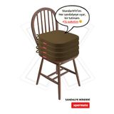 XPERMATE 4’lü Sandalye Minderi 42x42 cm Fermuarlı Bağcıklı Yıkanabilir Bahçe Balkon Oval Su Yağ İtici Kahve