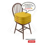 XPERMATE 4’lü Sandalye Minderi 42x42 cm Fermuarlı Bağcıklı Yıkanabilir Bahçe Balkon Oval Su Yağ İtici Sarı