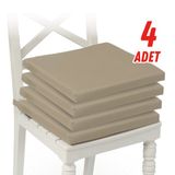 XPERMATE 4'lü Sandalye Minderi Su İtici Kumaş 40x40 cm Sünger Sandalye Minderi Bağcıklı (Bej)