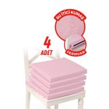 XPERMATE 4'lü Sandalye Minderi Su İtici Kumaş 40x40 cm Sünger Sandalye Minderi Bağcıklı (Pembe)