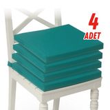 XPERMATE 4'lü Sandalye Minderi Su İtici Kumaş 40x40 cm Sünger Sandalye Minderi Bağcıklı (Turkuaz)