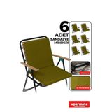 XPERMATE 6'lı Arkalıklı Sandalye Minderi Fermuarlı Bağcıklı Yıkanabilir Su Yağ İtici Bahçe Balkon 40x40 Yeşil