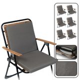 Xpermate 6’lı Arkalıklı Sandalye Minderi Su Yağ İtici Sırtlıklı Fermuarlı Bağcıklı Yıkanabilir Balkon Bahçe 40x40 Antrasit