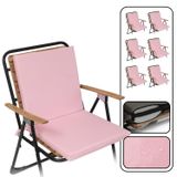 Xpermate 6’lı Arkalıklı Sandalye Minderi Su Yağ İtici Sırtlıklı Fermuarlı Bağcıklı Yıkanabilir Balkon Bahçe 40x40 Pembe