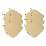 Xpermate 6'lı Sandalye Minderi Seti Oval 42x42x5 cm Standart Fit, Fermuarlı Yıkanabilir Kılıf, Bağcıklı Kaymaz, Leke Tutmaz Oturma Minderi Bej