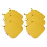 Xpermate 6'lı Sandalye Minderi Seti Oval 42x42x5 cm Standart Fit, Fermuarlı Yıkanabilir Kılıf, Bağcıklı Kaymaz, Leke Tutmaz Oturma Minderi Sarı
