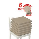 XPERMATE 6'lı Sandalye Minderi Su İtici Kumaş 40x40 cm Sünger Sandalye Minderi Bağcıklı Bej