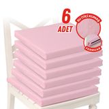 XPERMATE 6'lı Sandalye Minderi Su İtici Kumaş 40x40 cm Sünger Sandalye Minderi Bağcıklı Pembe