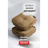 XPERMATE Bisküvi Minder Fransız Yer Minderi 45x45 Kalın Pofuduk Bahçe Balkon Minderi Kahve