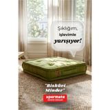 XPERMATE Bisküvi Minder Petek Önü Yer Minderi 55x55x14 Kalın Pofuduk Balkon Bahçe Fransız Minderi Yeşil