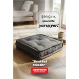 XPERMATE Bisküvi Minder Petek Önü Yer Minderi 55x55x14 Pofuduk Balkon Bahçe Fransız Minder Antrasit