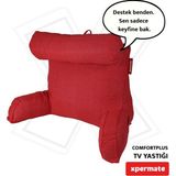 Xpermate Comfortplus Tv Yastığı Kollu Okuma Yastığı, Sırt Destek Yastığı, Üçgen Yastık, Bel Yastığı Kırmızı - 60 x 50 cm