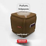 Xpermate Dekoratif Kare Puf Orta Sehpa Ayak Uzatma Puf Puffymod 40x42 - Kahverengi