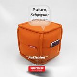 Xpermate Dekoratif Kare Puf Orta Sehpa Ayak Uzatma Puf Puffymod 40x42 - Turuncu