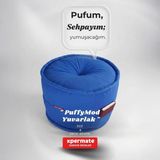 Xpermate Dekoratif Yuvarlak Puf Orta Sehpa Puf Puffymod 60x42 - Mavi
