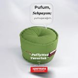 Xpermate Dekoratif Yuvarlak Puf Orta Sehpa Puf Puffymod 60x42 - Yeşil