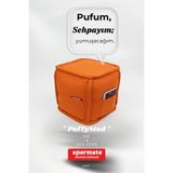 XPERMATE Kare Puf Sehpa Ayaksız Dekoratif Salon Pufu Yumuşak Oturma ve Ayak Uzatma Pufu 40x40X42 cm Turuncu