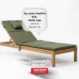 Xpermate Katlanır Kamp Matı Şezlong Minderi Taşınabilir Kamp Yatağı Su Itici Kumaş 180x60x2 Gri (Yeşil)