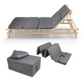 Xpermate Katlanır Şezlong Minderi 180x60x5 cm Çantalı Su İtici Plaj ve Kamp Minderi Antrasit Foldpack