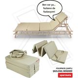 Xpermate Katlanır Şezlong Minderi 180x60x5 cm Çantalı Su İtici Plaj ve Kamp Minderi Bej Foldpack