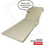 Xpermate Katlanır Şezlong Minderi 180x60x5 cm Fermuarlı Su İtici Kamp Yatağı Bej