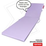 Xpermate Katlanır Şezlong Minderi 180x60x5 cm Fermuarlı Su İtici Kamp Yatağı Lila