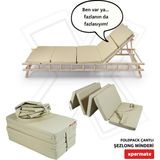 Xpermate Katlanır Şezlong Minderi 180x60x7 cm Çantalı Su İtici Plaj ve Kamp Minderi Bej Foldpack