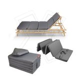 XPERMATE Katlanır Şezlong Minderi Fermuarlı Çantalı Cepli FoldPack 30x60 cm (Antrasit, 30x60x35 cm)