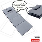 Xpermate Katlanır Şezlong Minderi - Taşınır Kamp Yatağı Su Itici Solmaz Kumaş 180X60X3 Antrasit Ultraluks