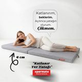 Xpermate Katlanır Sünger Yatak Tek Kişilik Yer Yatağı Misafir Kamp Yatağı Yıkanabilir Kılıf 70x180x6 - 70 x 180 x 6 cm