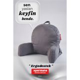 Xpermate Kolçaklı Okuma Yastığı Sırt Minderi TV İzleme Yastığı Bel Destek Ergonomik Fermuarlı Yastık (Antrasit)