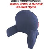 Xpermate Kolçaklı Okuma Yastığı Sırt Minderi TV İzleme Yastığı Bel Destek Ergonomik Fermuarlı Yastık Lacivert - 46 x 54 cm