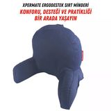 Xpermate Kolçaklı Okuma Yastığı Sırt Minderi Tv İzleme Yastığı Bel Destek Ergonomik Fermuarlı Yastık Lacivert